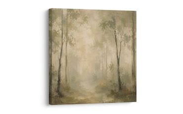 TABLEAU SUR TOILE – FORÊT RÊVEUSE DANS LA LUMIÈRE BRUMEUSE - TABLEAUX FORÊT - TABLEAUX