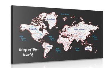 CANVAS PRINT UNIQUE WORLD MAP - PICTURES OF MAPS - PICTURES