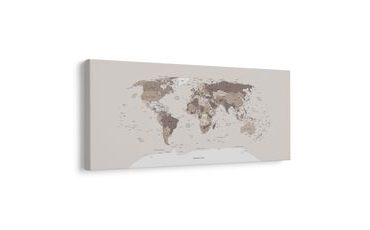 OBRAZ NA KORKU MAPA ŚWIATA W BEŻOWYM - OBRAZY NA KORKU - OBRAZY
