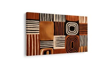 TABLEAU SUR TOILE – LIGNES ETHNIQUES ABSTRAITES AUX TONS TERREUX - IMAGES FORMES ABSTRAITES - TABLEAUX