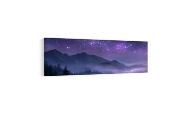 QUADRO SU TELA – PAESAGGIO MISTERIOSO SOTTO LE STELLE - QUADRI MONTAGNE - STAMPE E QUADRI