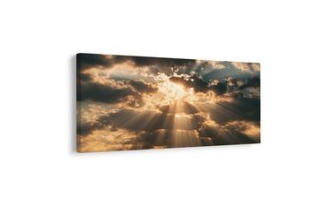 TABLEAU SUR TOILE – SOLEIL DRAMATIQUE DERRIÈRE LES NUAGES - TABLEAUX LEVER ET COUCHER DE SOLEIL - TABLEAUX