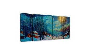 5-DÍLNÝ OBRAZ ZIMNÍ HVĚZDNÁ NOC - VÁNOČNÍ A ZIMNÍ OBRAZY - PICTURES