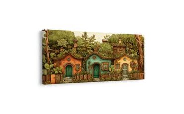 OBRAZ RUSTIKÁLNÍ DOMKY A ZELEŇ - BAREVNÉ DOMY - OBRAZY