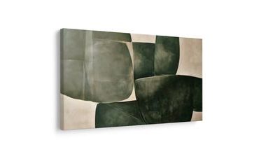 TABLEAU SUR TOILE – ABSTRACTION VERTE AUX COURBES - IMAGES FORMES ABSTRAITES - TABLEAUX