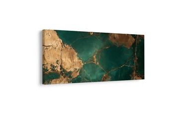 TABLEAU SUR TOILE – COMPOSITION MARBRÉE VERT ET OR - TABLEAUX EN MARBRE - TABLEAUX