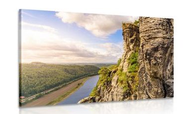 WANDBILD BLICK AUF DEN FLUSS UND WALD - BILDER VON NATUR UND LANDSCHAFT - BILDER