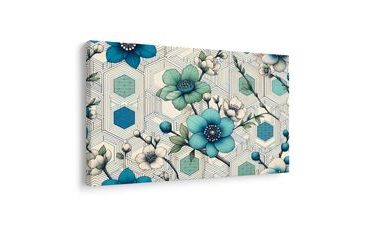OBRAZ ELEGANTNÍ KVĚTY NA GEOMETRICKÉM POZADÍ - OBRAZY KVĚTŮ - OBRAZY