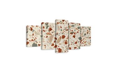 TABLEAU EN 5 PARTIES – TERRAZZO AUX TONS CHAUDS - IMAGES FORMES ABSTRAITES - TABLEAUX