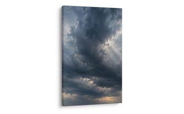 TABLEAU SUR TOILE – NUAGES SOMBRES AUX RAYONS DE SOLEIL - TABLEAUX DE LA NATURE ET DES PAYSAGES - TABLEAUX