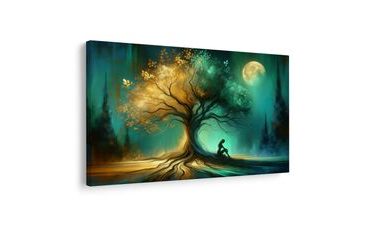 WANDBILD EINSAME SILHOUETTE AM BAUM DES LEBENS - BILDER BÄUME DES LEBENS - BILDER