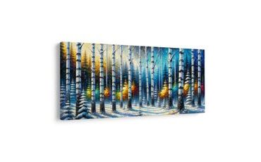 QUADRO SU TELA – BOSCHETTO DI BETULLE ALL'ALBA - QUADRI FORESTALE - STAMPE E QUADRI