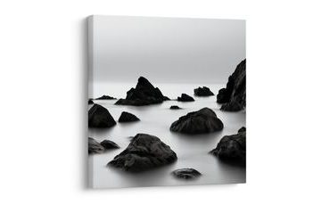 TABLEAU SUR TOILE – CÔTE MINIMALISTE AUX ROCHERS - TABLEAUX DE MONTAGNE - TABLEAUX
