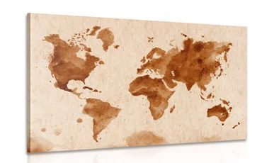 CANVAS PRINT WORLD MAP IN RETRO DESIGN - PICTURES OF MAPS - PICTURES