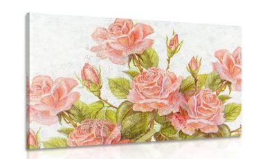 QUADRO BOUQUET VINTAGE DI ROSE - QUADRI DI FIORI - QUADRI