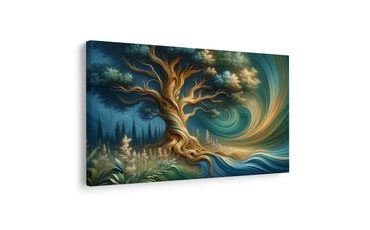 QUADRO SU TELA – ALBERO DELLA VITA IN UNA FORESTA INCANTATA - QUADRI ALBERI E FOGLIE - STAMPE E QUADRI