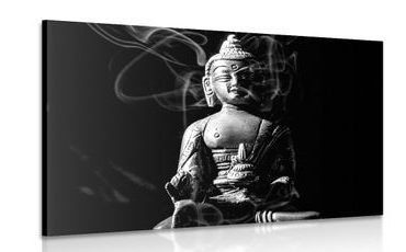 KÉP BUDDHA SZOBOR FEKETE FEHÉRBEN - FEKETE-FEHÉR KÉPEK - KÉPEK