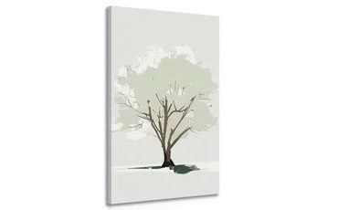 CANVAS PRINT TREE IN A MINIMALISTIC SPIRIT - PICTURES OF TREES AND LEAVES - PICTURES