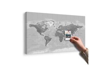 КАРТИНА ВЪРХУ КОРК – ПРЕКРАСНА ЧЕРНО-БЯЛА КАРТА НА СВЕТА - КАРТИНИ ВЪРХУ КОРК - КАРТИНИ