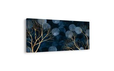 TABLEAU SUR TOILE – BRANCHES NOCTURNES AUX TOUCHES D’OR - TABLEAUX ARBRES ET FEUILLES - TABLEAUX