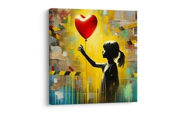 OBRAZ SILUETA DÍVKY S BALÓNKEM - OBRAZY ŽENY - OBRAZY