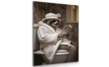 OBRAZ LENOCHOD S NOVINAMI NA ZÁCHODĚ - OBRAZY ZVÍŘAT - OBRAZY