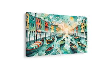 OBRAZ BAREVNÉ GONDOLY V ULICÍCH BENÁTEK - OBRAZY MĚSTA - OBRAZY