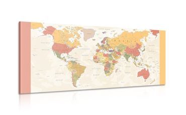 CANVAS PRINT DETAILED MAP OF THE WORLD - PICTURES OF MAPS - PICTURES