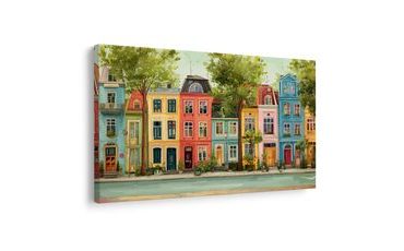 OBRAZ BAREVNÉ DOMY S ALEJÍ - BAREVNÉ DOMY - OBRAZY