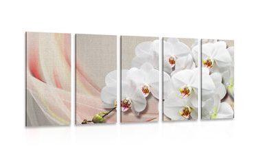 5-PIECE CANVAS PRINT WHITE ORCHID ON A CANVAS - PICTURES FLOWERS - PICTURES