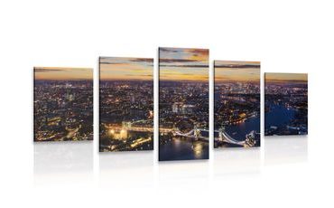 5-PIECE CANVAS PRINT AERIAL VIEW OF TOWER BRIDGE - PICTURES OF CITIES - PICTURES