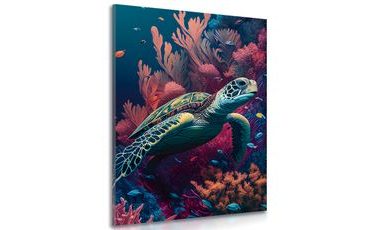 WANDBILD SURREALISTISCHE SCHILDKRÖTE - WANDBILDER UNTERWASSERWELT - BILDER