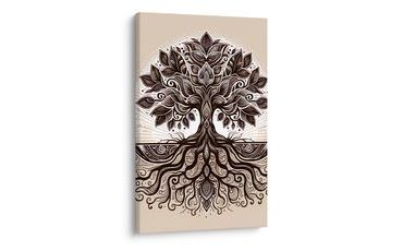 OBRAZ DEKORATIVNÍ STROM ŽIVOTA NA BÉŽOVÉ - OBRAZY STROMY ŽIVOTA - PICTURES