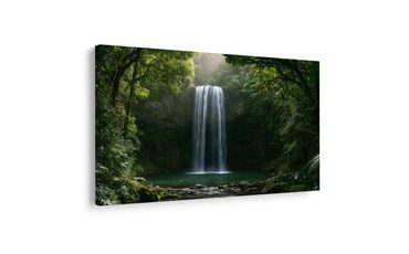 TABLEAU SUR TOILE – CASCADE TROPICALE DANS LA JUNGLE - TABLEAUX FORÊT - TABLEAUX