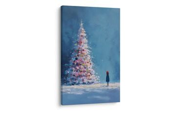 WANDBILD ZAUBERHAFTE NACHT MIT WEIHNACHTSBAUM - WEIHNACHTS- UND WINTERBILDER - BILDER