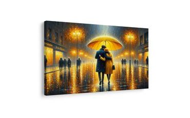 OBRAZ ROMANTIKA POD DEŠTNÍKEM - OBRAZY LÁSKA - OBRAZY