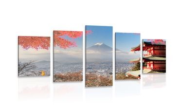 5-DÍLNÝ OBRAZ PODZIM V JAPONSKU - OBRAZY MĚSTA - OBRAZY