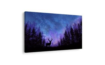 OBRAZ VÁNOČNÍ JELEN V MAGICKÉM LESE - VÁNOČNÍ A ZIMNÍ OBRAZY - OBRAZY