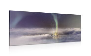 QUADRO AURORA BOREALE SUL LAGO GHIACCIATO - QUADRI LAGHI - QUADRI