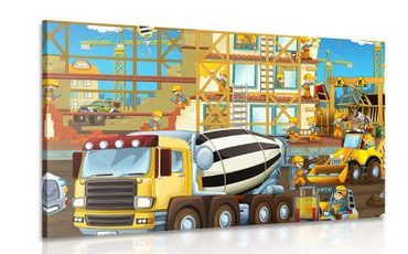 CANVAS PRINT MACHINES ON A CONSTRUCTION SITE - CHILDRENS PICTURES - PICTURES