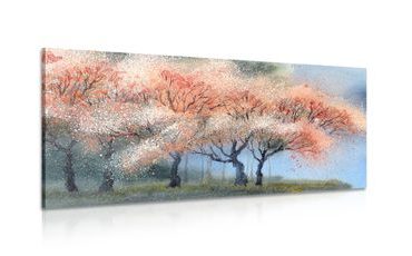 CANVAS PRINT OF WATERCOLOR BLOOMING TREES - PICTURES OF NATURE AND LANDSCAPE - PICTURES