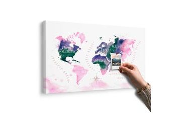 OBRAZ NA KORKU MAPA SVĚTA V AKVARELOVÉM PROVEDENÍ - OBRAZY NA KORKU - OBRAZY