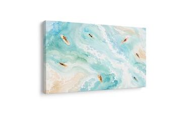 WANDBILD SURFER AUF TÜRKISFARBENEN WELLEN - BILDER MEER UND STRAND - BILDER
