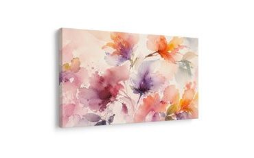 TABLEAU SUR TOILE – FLEURS AQUARELLÉES AUX TONS PASTEL - TABLEAUX DE FLEURS - TABLEAUX