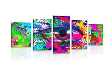 5-TEILIGES WANDBILD MENSCHLICHES AUGE IM POP-ART-STIL - POP-ART-BILDER - BILDER