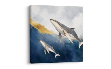 WANDBILD ZWEI WALE IM BLAUEN OZEAN - WANDBILDER WALE - BILDER