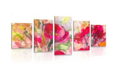 IMPRESSION SUR TOILE EN 5 PARTIES ORIGINALE NATURE MORTE FLORALE - IMPRESSIONS SUR TOILE FLEURS - IMPRESSION SUR TOILE