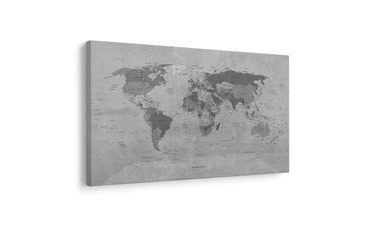 OBRAZ NA KORKU MAPA ŚWIATA W SZARYM WYDANIU - OBRAZY NA KORKU - OBRAZY