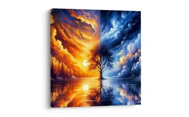 WANDBILD BAUM DES LEBENS IN FEUER UND EIS - BILDER BÄUME DES LEBENS - BILDER