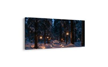 TABLEAU SUR TOILE – SENTIER HIVERNAL DANS UNE FORÊT ENCHANTÉE - TABLEAUX DE NOËL ET D’HIVER - TABLEAUX